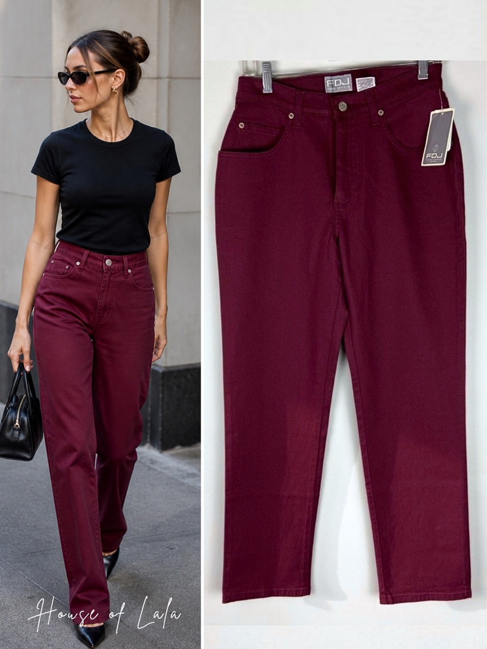 NWT Burgundy High-Waisted 90s Minimalist Pants – Straight Leg Tailored Fit. Sz 4